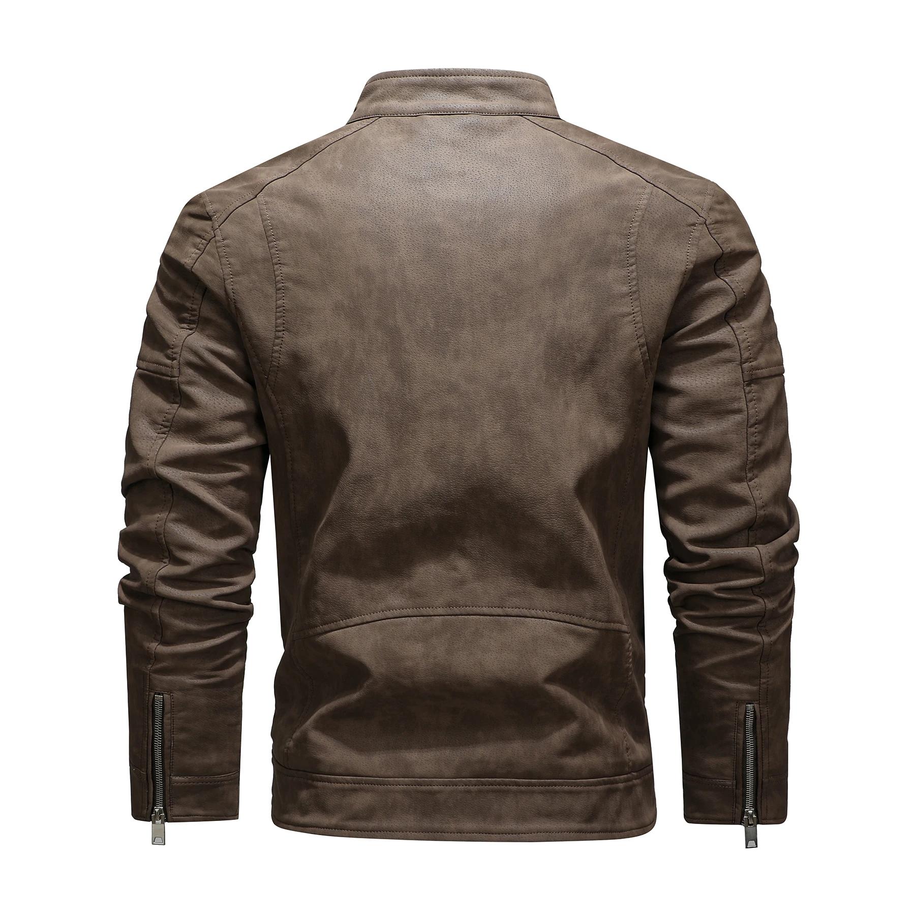 Veste en cuir PU pour hommes, avec polaire, grand revers, fermeture éclair diagonale sur le devant,