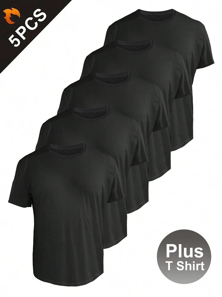 5 pièces Plus T-Shirt pour hommes grandes et grandes chemises hommes ultralégers séchage rapide Spor