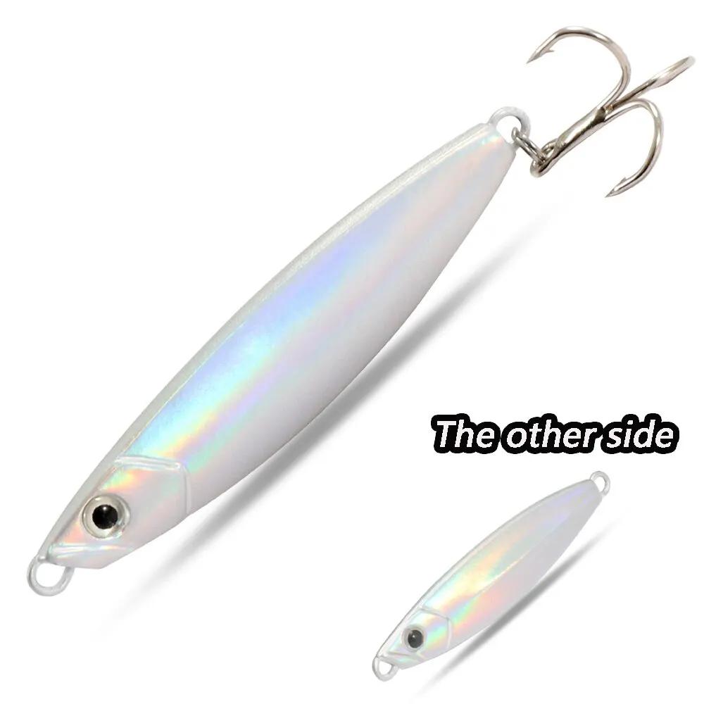 Leurre de pêche en métal avec hameçon coulé sur le rivage, appât Él, couverture laser, brochet de me