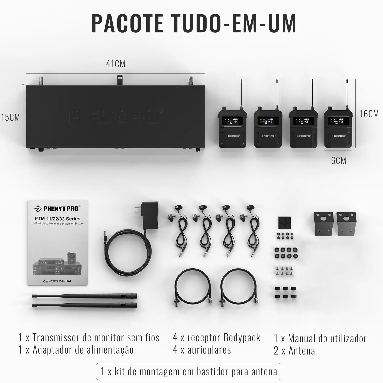 PHENYX PRO-Système de moniteurs intra-auriculaires sans fil mono 500MHz, avec 4 sorties en boucle, f