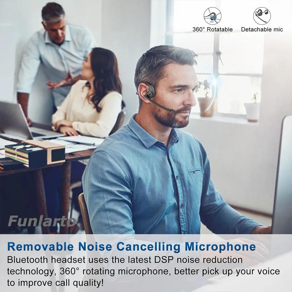 Casques sans fil Bluetooth 5.3 écouteurs sans fil écouteur affaires casque avec Microphone amovible