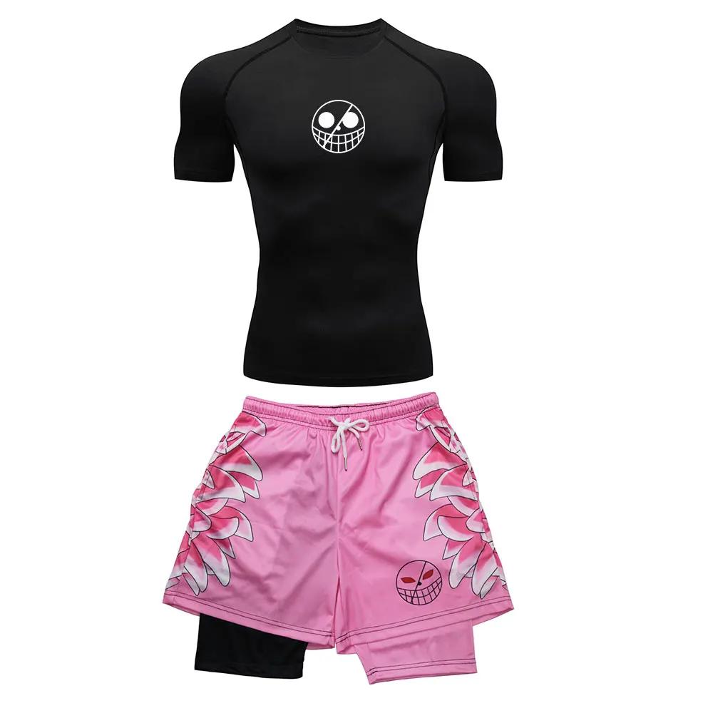 Survêtement course hommes imprimé Anime compression performance fitness sport
