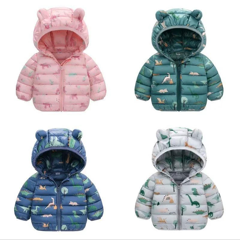 Doudounes pour bébés garçons et filles, manteaux à fermeture éclair motif ours de dessin animé pour