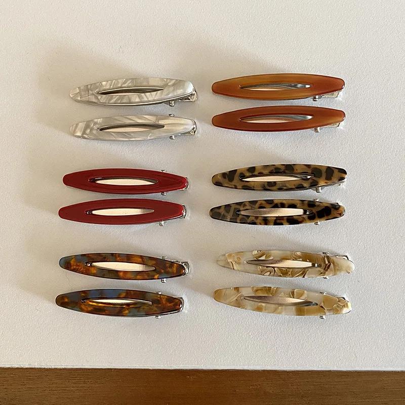 Pinces à cheveux en acétate, Barrettes géométriques ovales creuses, épingles latérales, épingle à ch