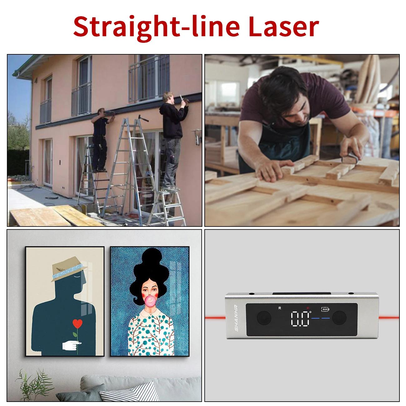 Niveau laser 2 en 1 SHANHR, règle de niveau laser de type C, règle d'angle à double laser, rapporteu