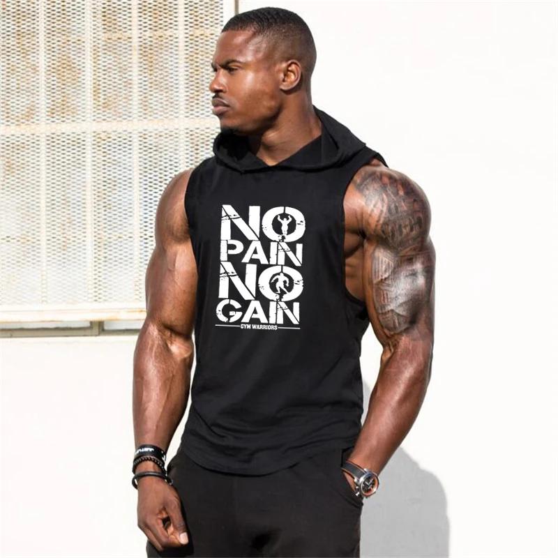 Hommes musculation sans manches chemises à capuche été respirant lâche coton Hip Hop débardeurs gymn