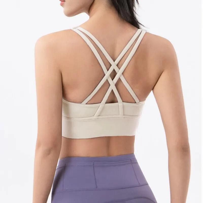 Soutien-gorge nylon respirant femme sport - Haut sexy yoga fitness course sous-vêtements athlétiques