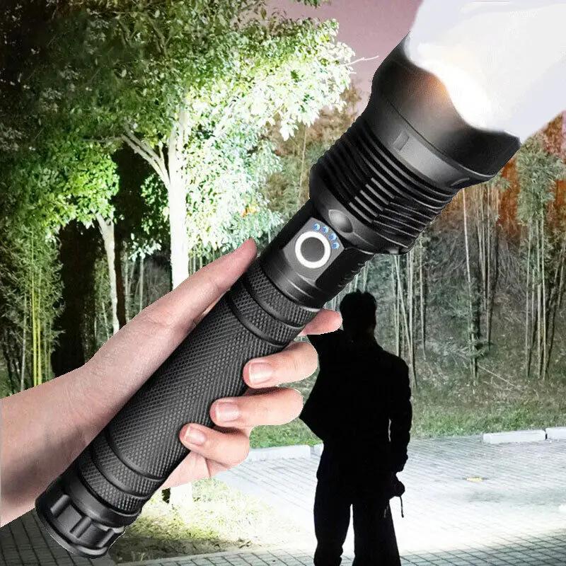 Lampe de poche Ultra LED en alliage d'aluminium, 2024 lumens, compagnon zoomable, camping, urgences,