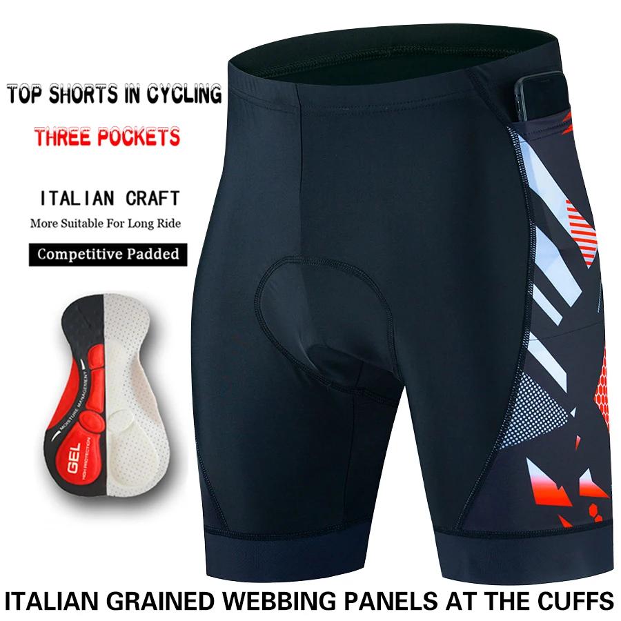 Short de cyclisme à trois poches pour homme, collants de vélo, short de vélo rembourré en gel 5D, sh
