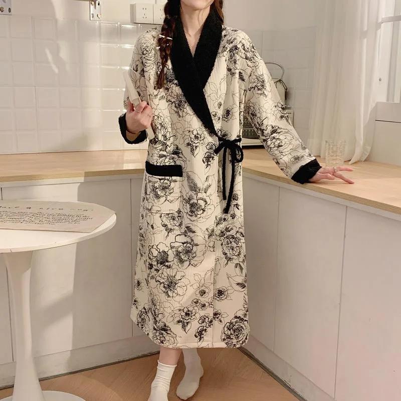 Pyjama de maternité thermique doux pour femme, chemise de nuit ample pour allaitement, robe de nuit