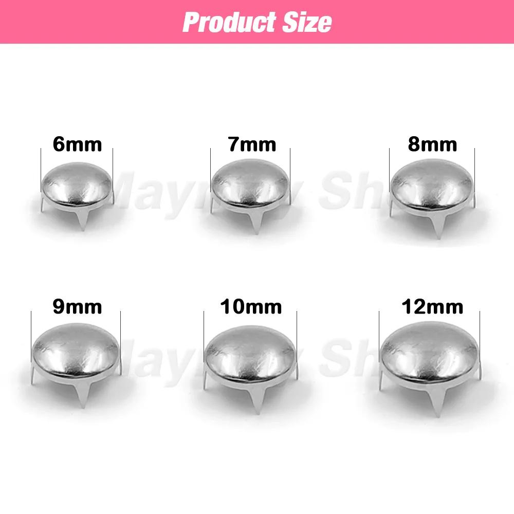 Rivets à quatre griffes 6-12mm, 100 pièces, goujons à pointes rondes, Rivets pyramidaux pour l'artis