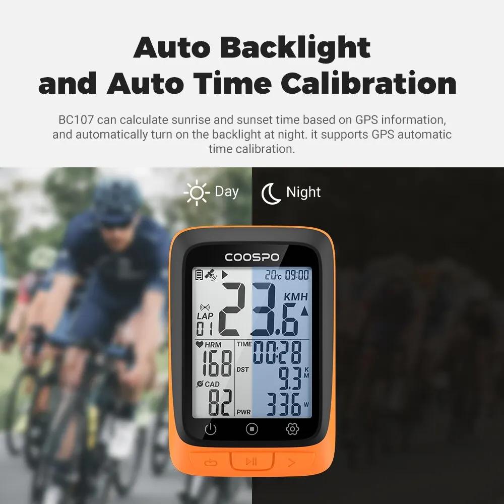 COOSPO BC107 Vélo Ordinateur GPS Sans Fil Vélo Vélo Odomètre Compteur De Vitesse 2.4 "FSTN Bluetooth