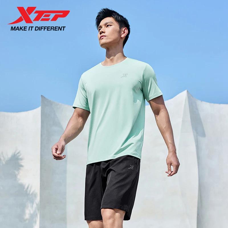 XTEP hommes t-shirt Shorts 2025 printemps été Absorption des chocs coussin hauts bas escalade en ple