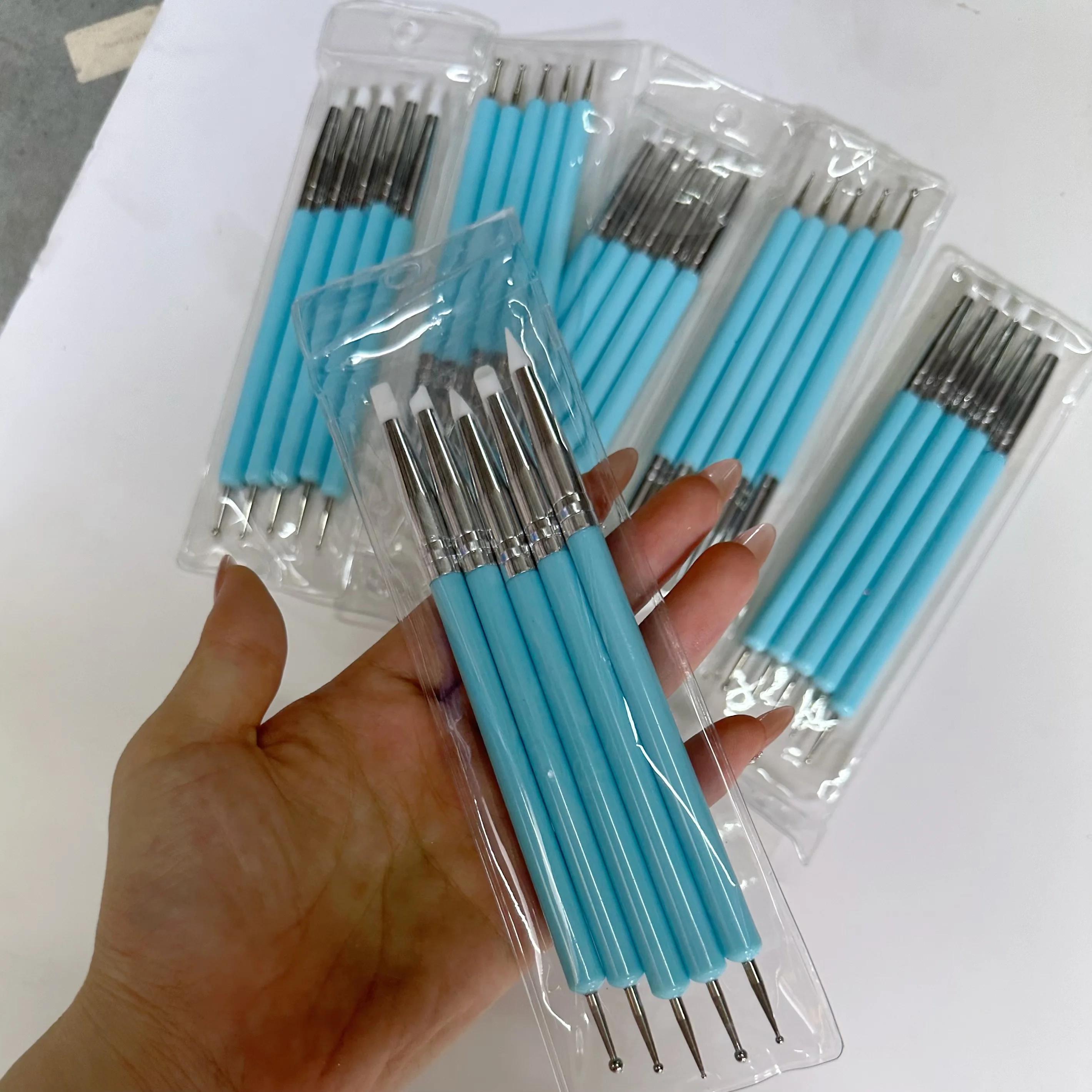 Stylo de sculpture à tête en Silicone à Double extrémité, brosse de modélisation, outil d'argile de