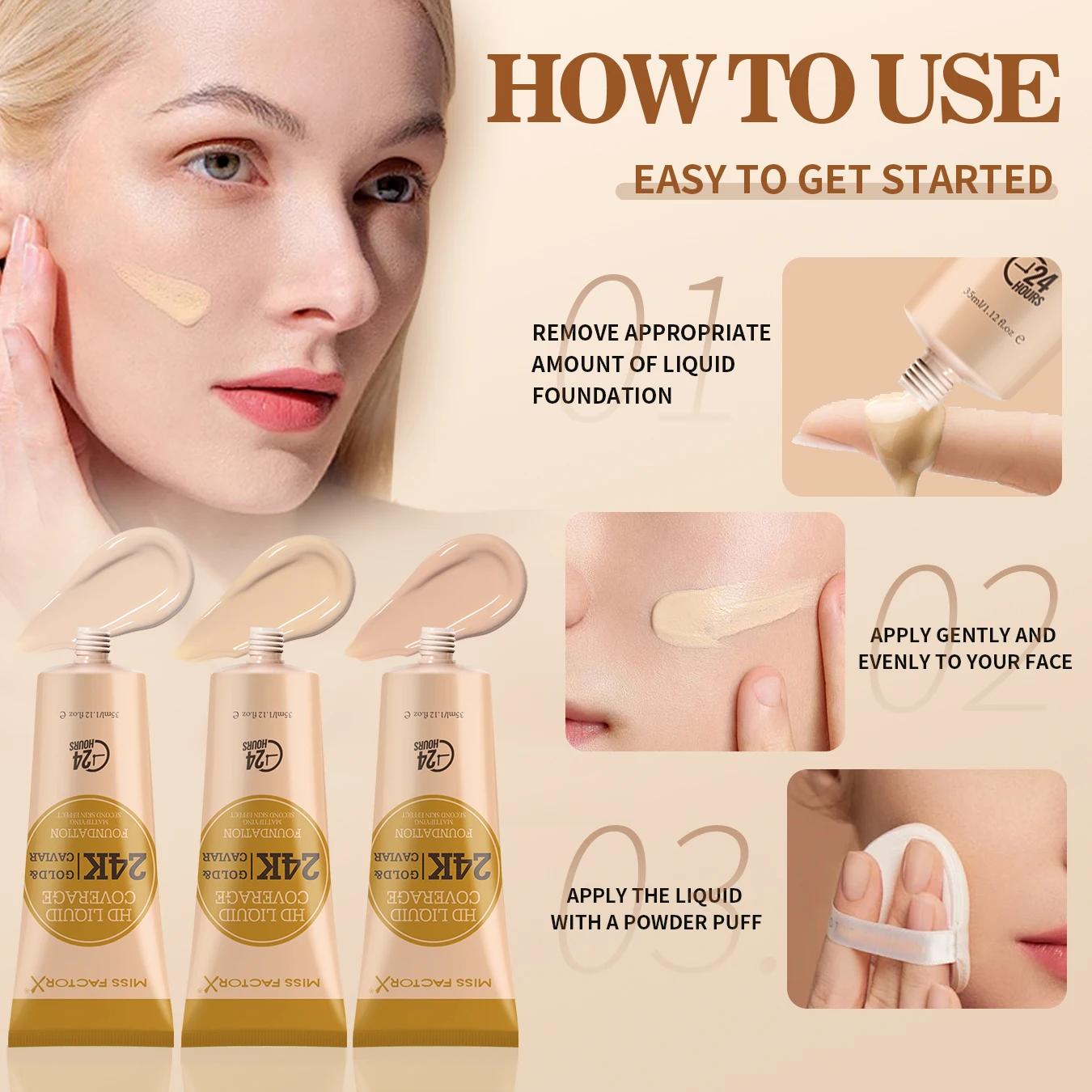 Ensemble de fond de teint liquide, crème BB, semi-correcteur, hydratant, longue durée, lumière blanc