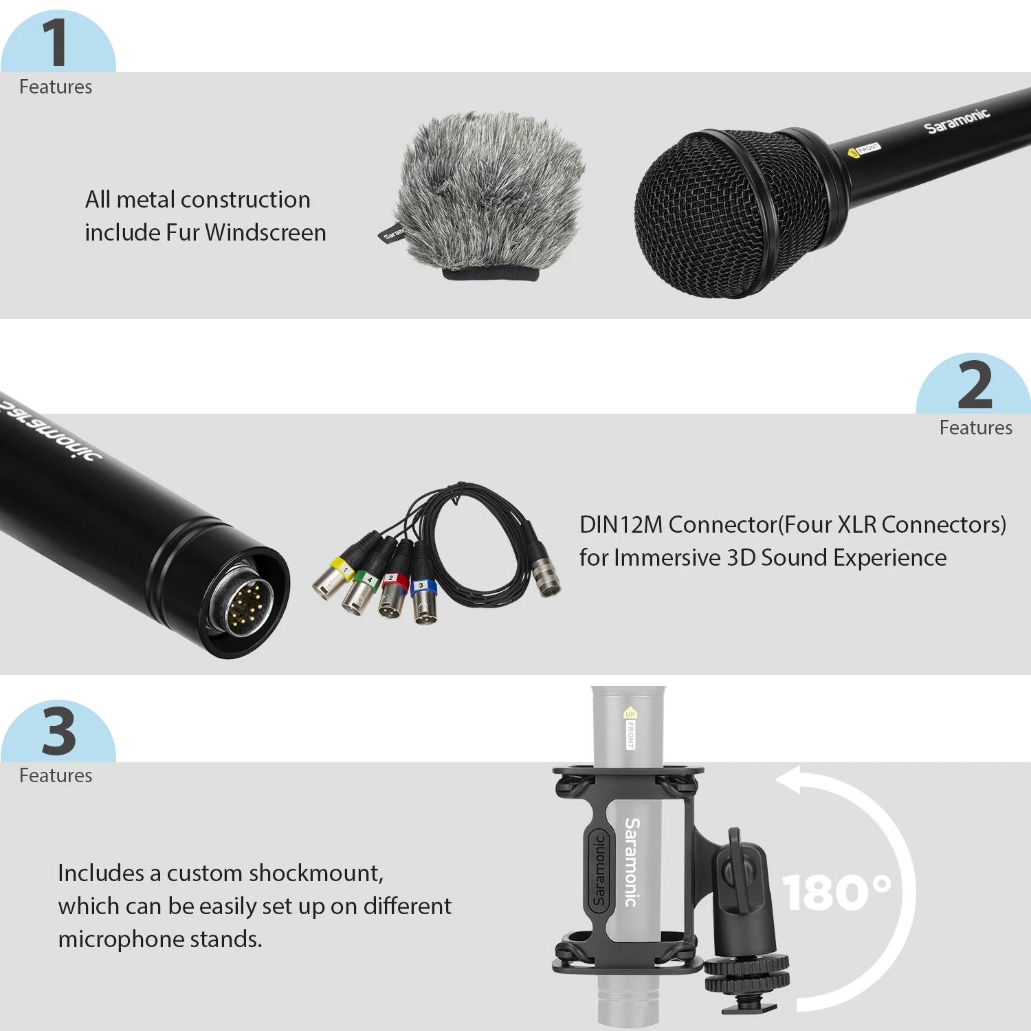Saramonic SR-VRMIC Microphone à main condensateur 3D micro cardioïde pour film VR création de conten
