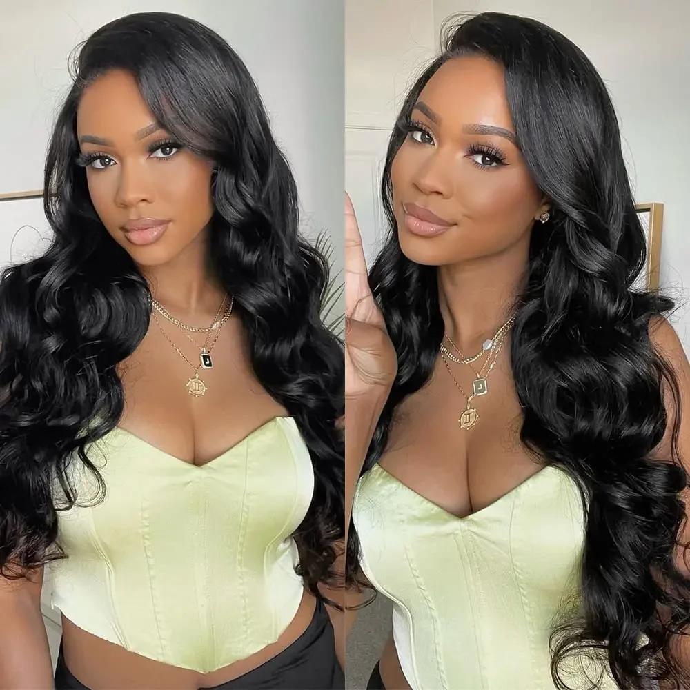 Perruque Lace Front Wig Péruvienne Naturelle, Cheveux Humains, Prêt à vitation, Body Wave, Wear matc