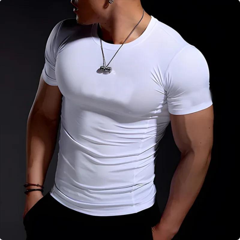T-shirt de compression élastique pour homme, séchage rapide, sport, athlétique, gym, entraînement, é