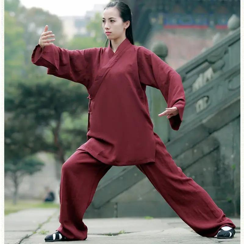 Ensemble de vêtements en coton et lin de haute qualité pour hommes et femmes, costume Tai Chi, vêtem