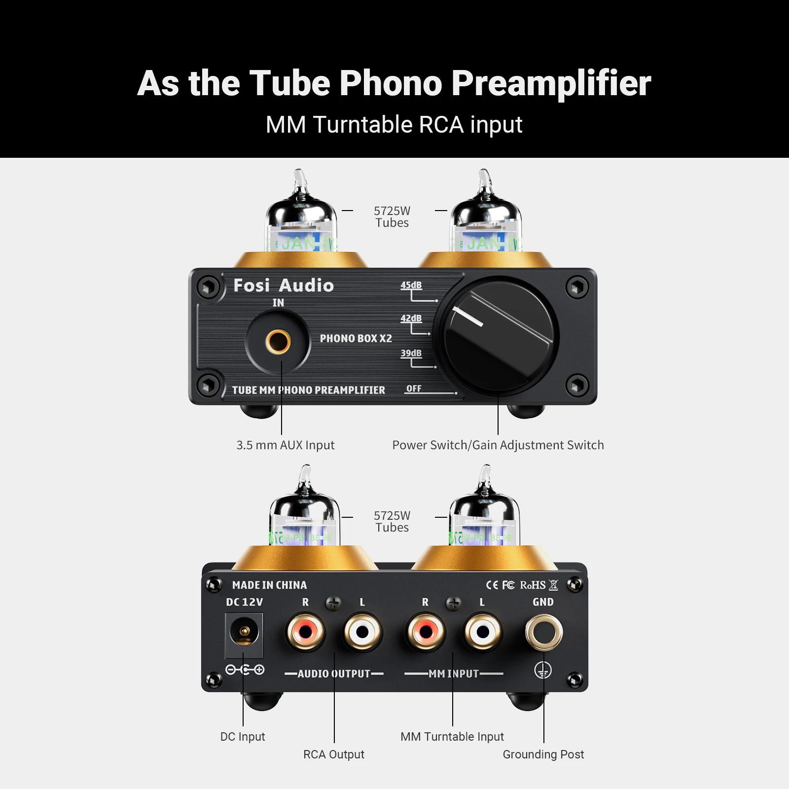 Préamplificateur phono Fosi Audio pour tourne-disque, préamplificateur stéréo mini HiFi à tubes à vi