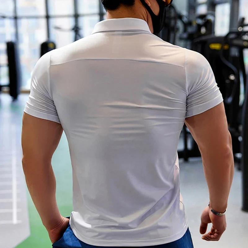 Mode Polo T-shirt hommes T-shirt revers décontracté à manches courtes couture pour homme couleur uni