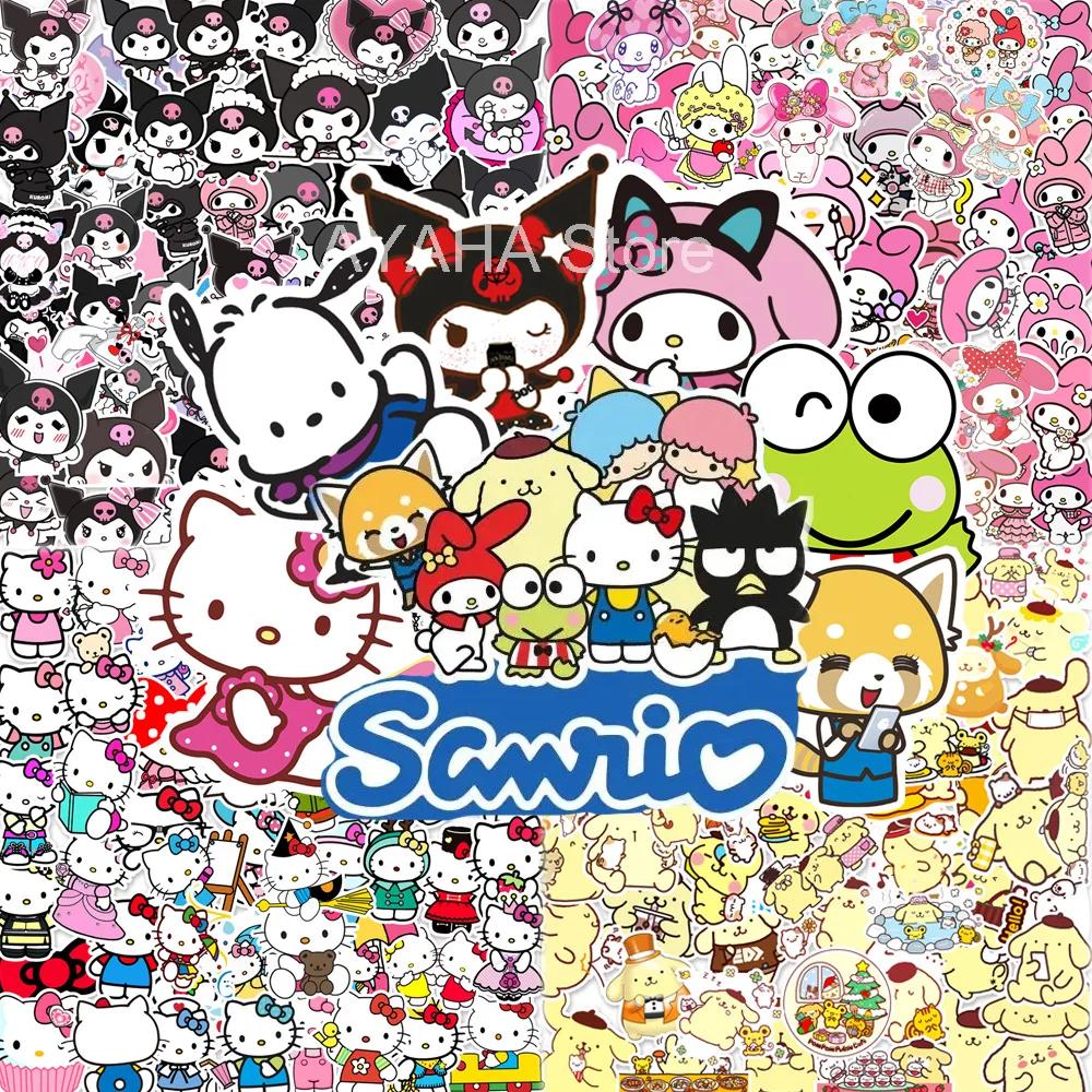 50/100 pièces Kawaii ma mélodie Kuromi Hello Kitty autocollants pour enfants filles bricolage ordina
