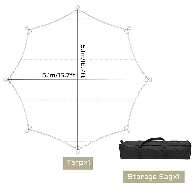 Grande bâche de Camping imperméable, octogonale, papillon, abri solaire d'extérieur, tente, pare-sol