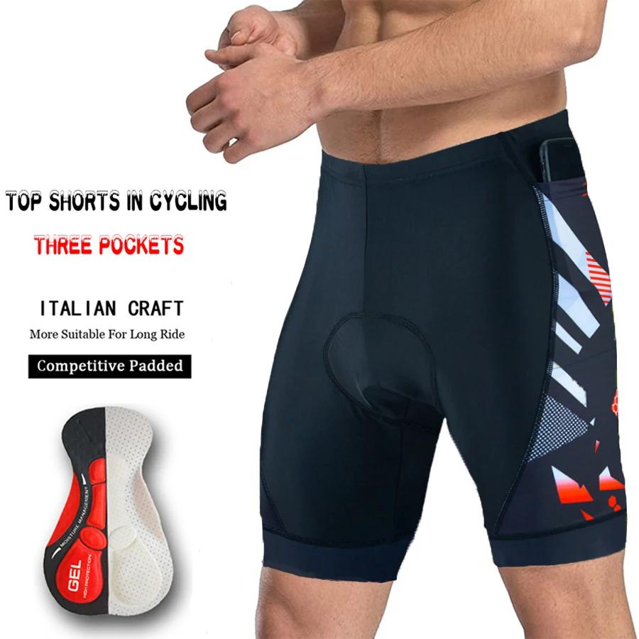 Short de cyclisme à trois poches pour homme, collants de vélo, short de vélo rembourré en gel 5D, sh