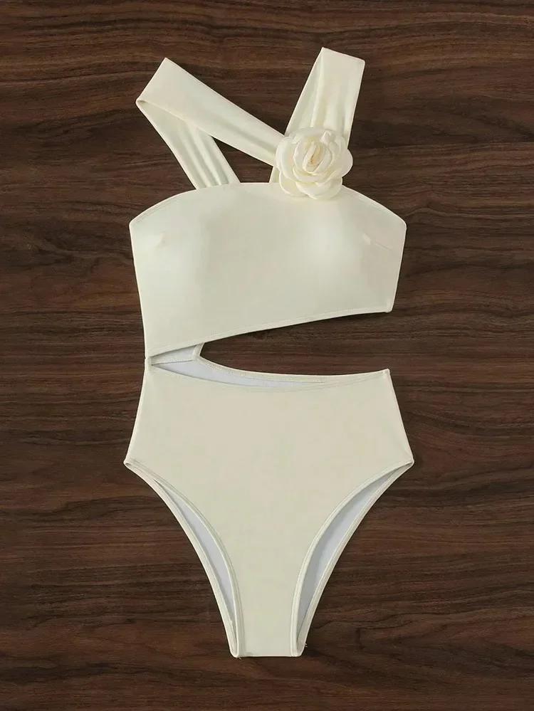 Maillot de bain une pièce sexy push-up évidé à fleurs 3D pour femme, collection été 2026, monokini d