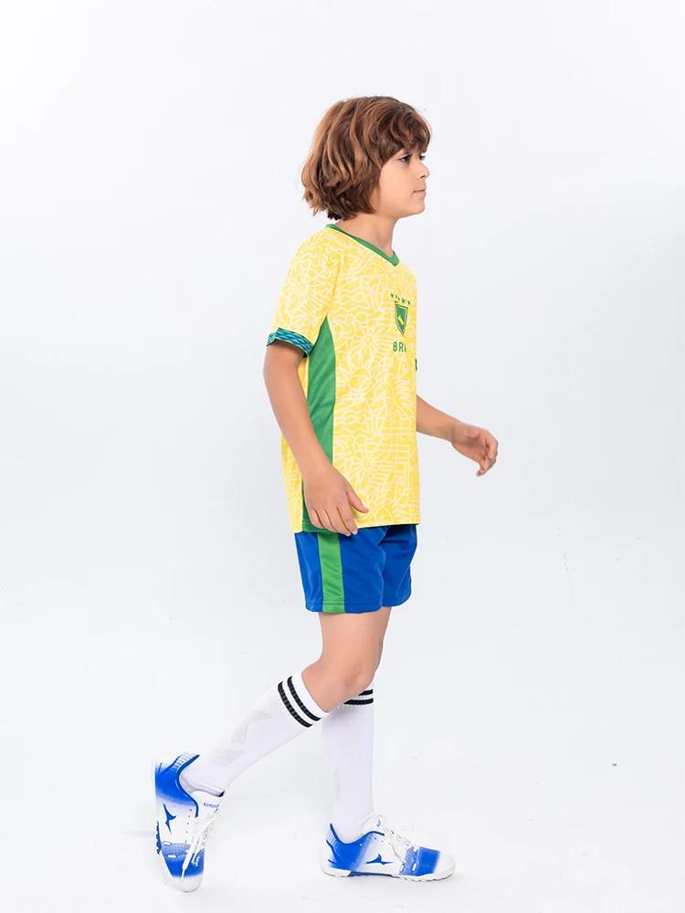 Suruida Maillot de football Brésil pour enfants Ensembles de sport pour garçons et filles Kits de ma