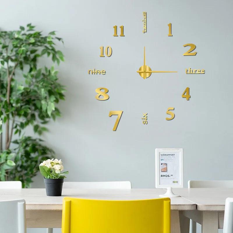 Affiche numérique 3D de grande taille sans son, 90 à 120cm, décoration de la maison, horloge murale