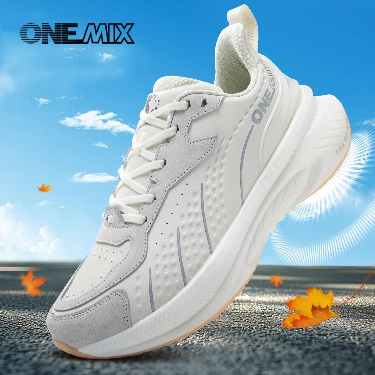ONEMIX chaussures de course d'hiver pour hommes chaussures de Sport chaudes en cuir résistant à l'us