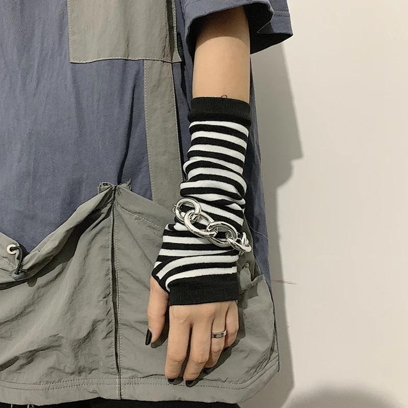Gants chauds d'hiver à manches longues pour hommes et femmes, mitaines de coude tricotées Hip-Hop à