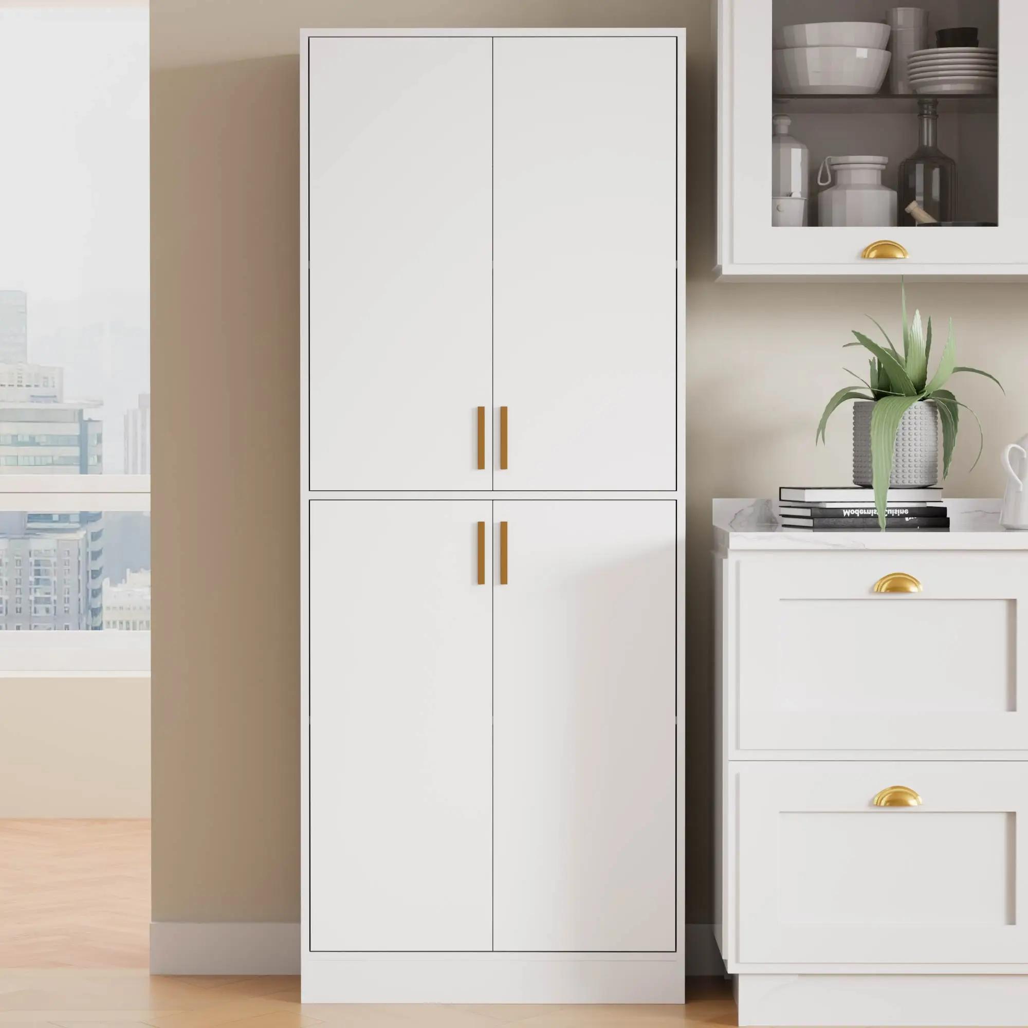 Garde-manger de cuisine de 71 po de haut, armoire autoportante avec étagères et portes réglables pou
