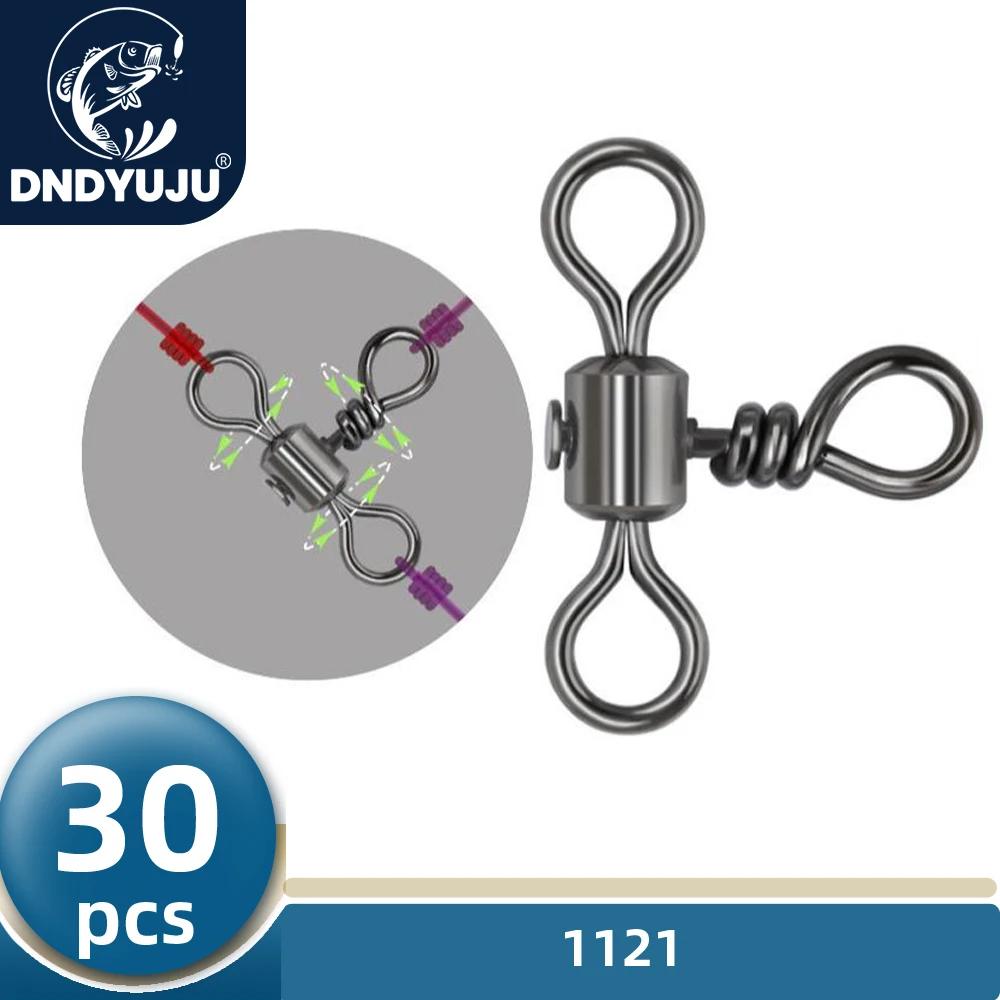 DNDYUJU 30 pièces 3 voies baril ligne transversale pêche pivotant avec anneau solide en laiton croch