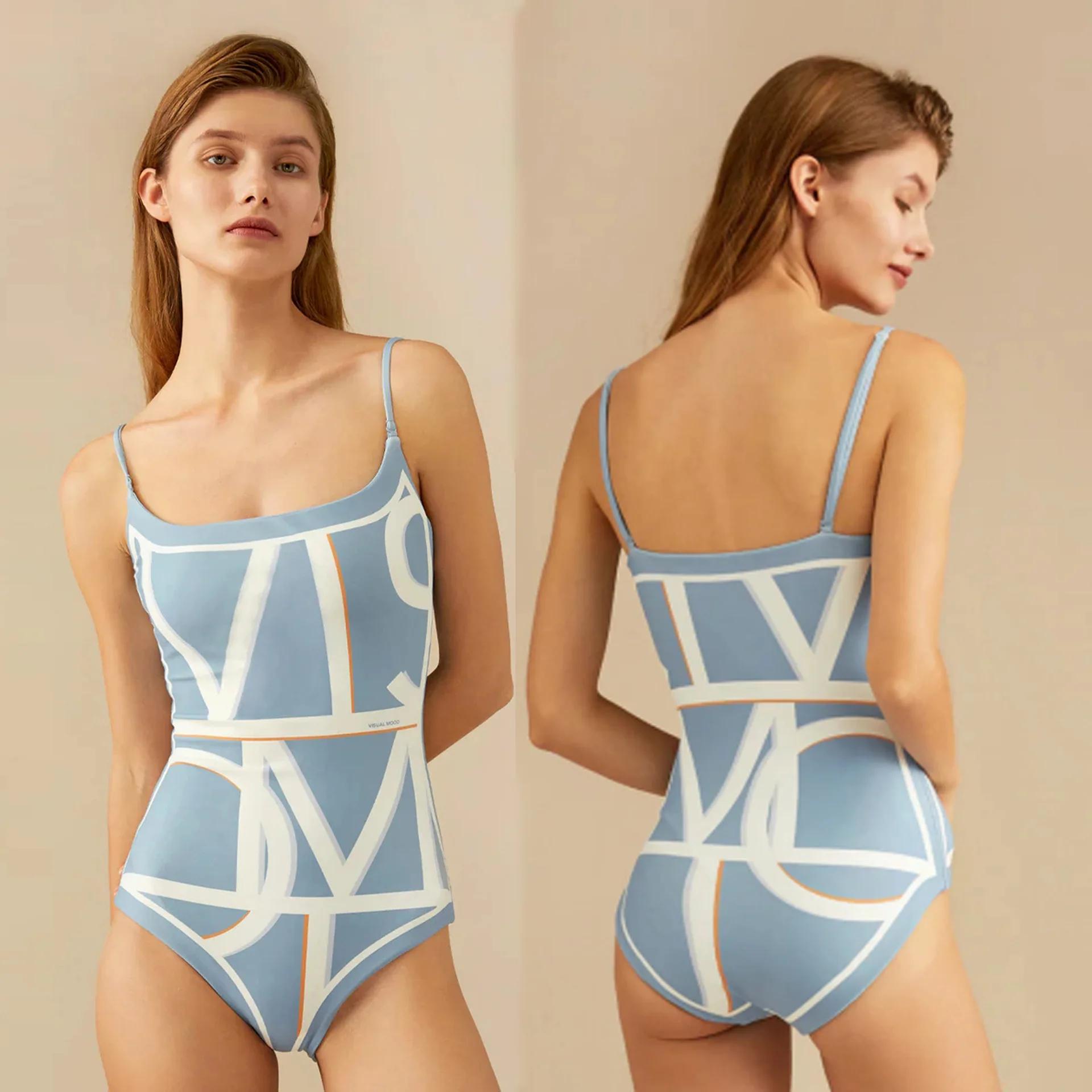 Maillot de bain Ins Wind Double face imprimé petit maillot de bain une pièce bustier tubulaire rétro
