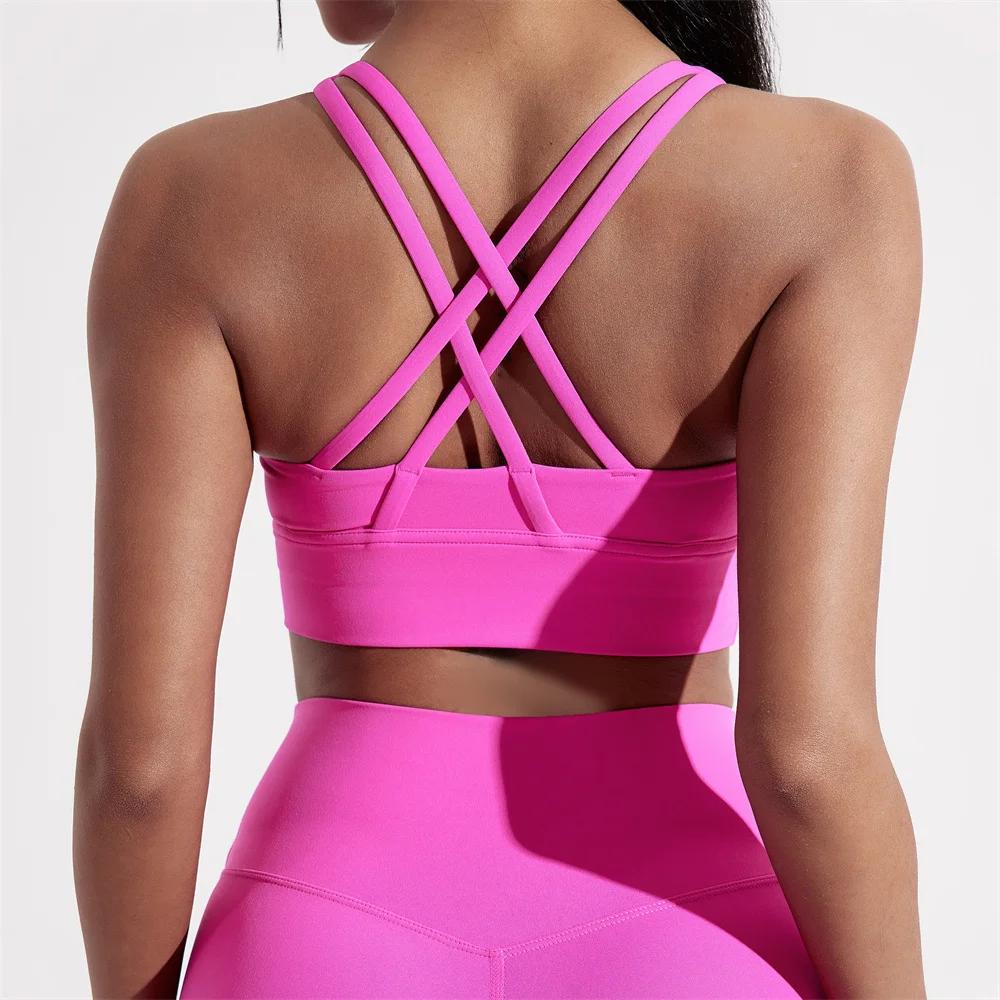 Soutien-gorge de Sport pour femmes, couleur unie, doux et serré, entraînement complet, jogging, gymn