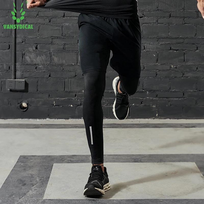 VANSYDICAL – pantalon de Compression pour hommes, collant de course avec rayures réfléchissantes, Le