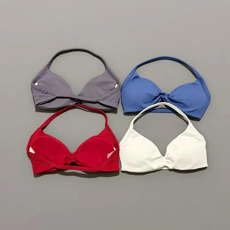 HISTELLO soutien-gorge à bretelles haut de sport femmes haut soutien mince sangle licou sport sans c