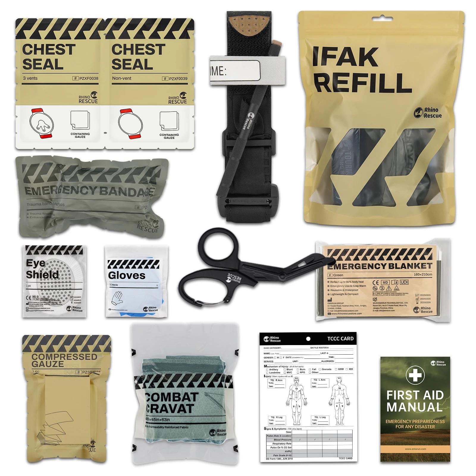 RHINO RESCUE – trousse de premiers secours pour traumatologie, Kit de survie, Kit d'urgence en plein