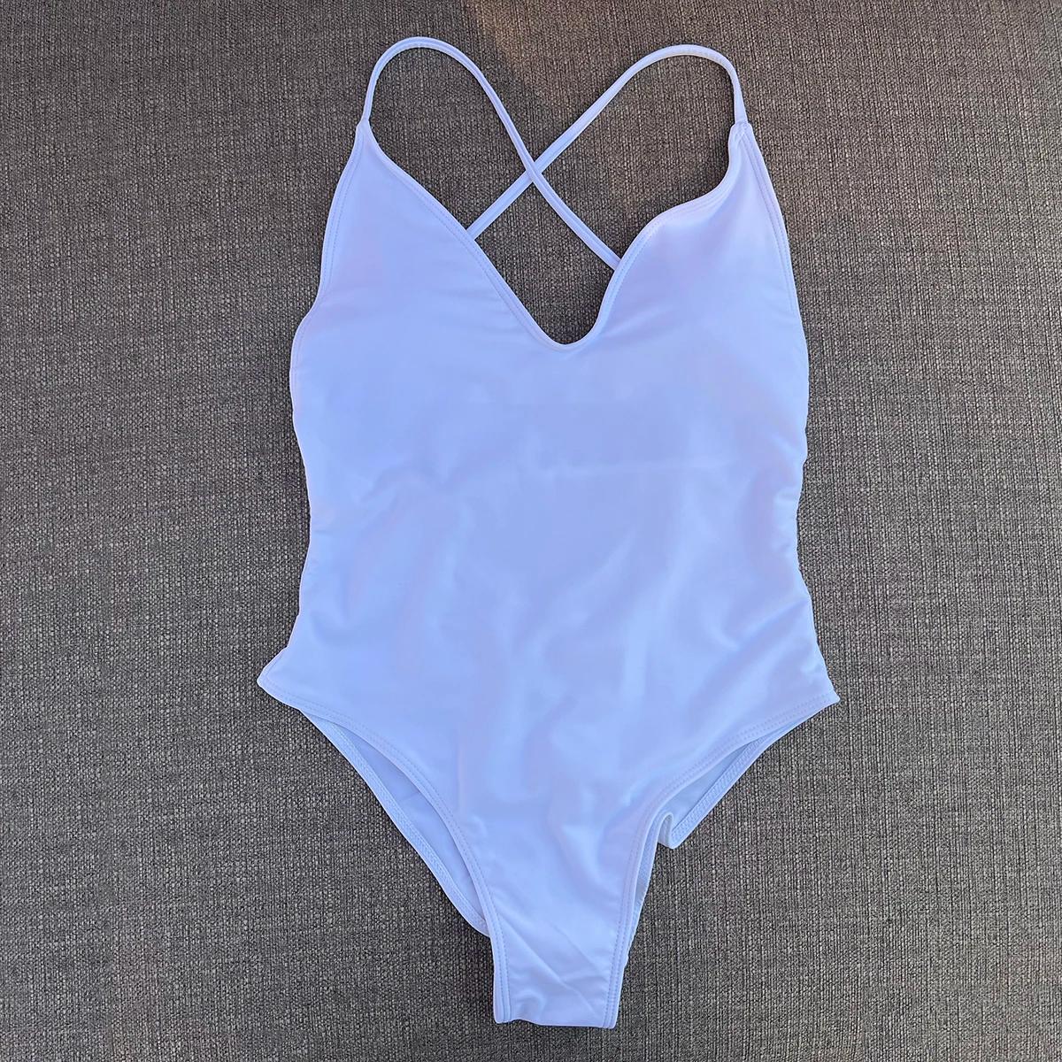 Maillot de bain une pièce rembourré, Sexy, couleur unie, Monokini, vêtements de plage, pour femmes,