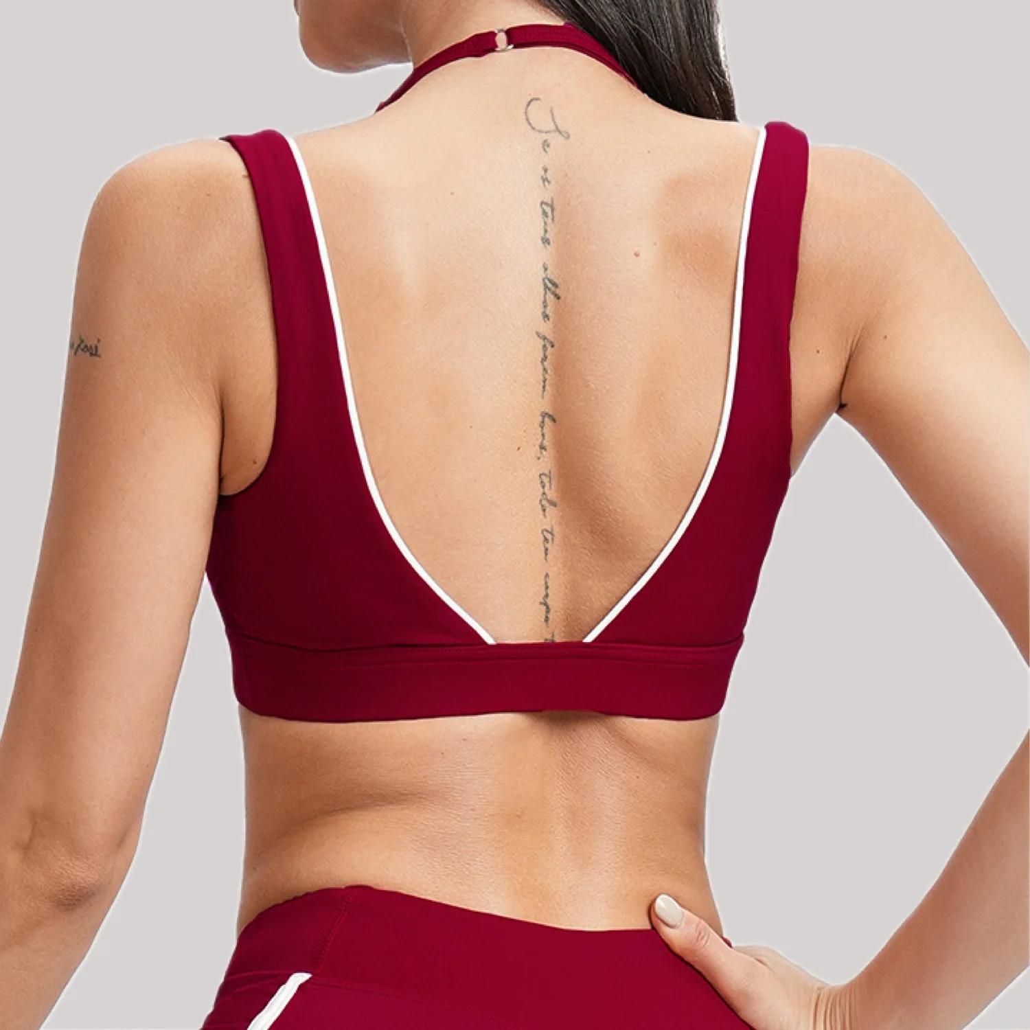Ningyu femmes couleur bloquant Yoga soutien-gorge haut de gamme mode beau dos gymnastique soutien-go
