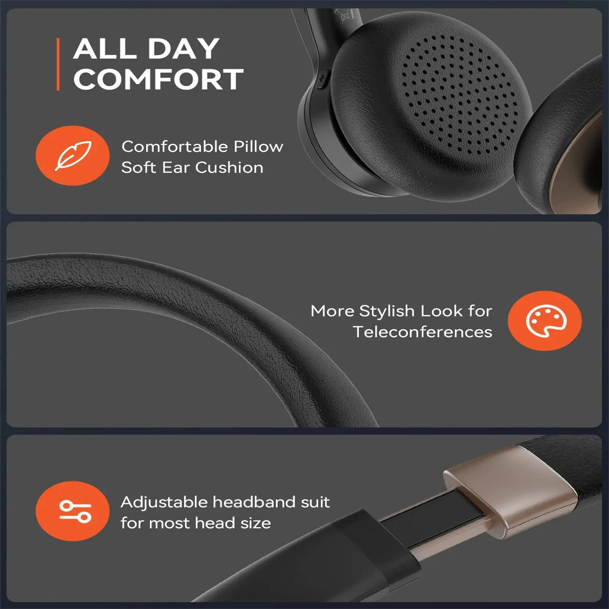 Nuroum Gardens-Casque de bureau sans fil Bluetooth Ai, suppression du bruit, système de conférence,