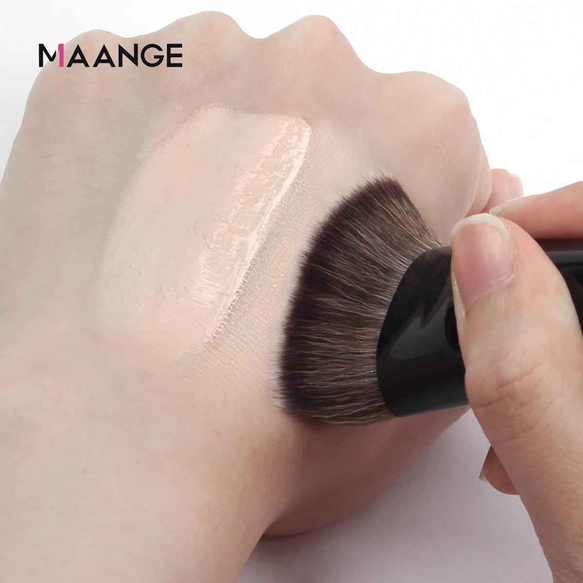 MAANGE-Brosse à fond de teint à tête plate avec boîte, pinceau à fond de teint simple, tube plat et