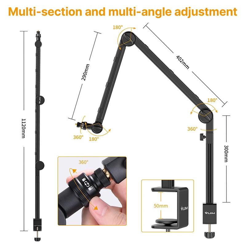 VIJIM LS24 support de bras de flèche de Microphone de bureau étendre 1/4 ''3/8'' 5/8 ''vis 90 ° Su