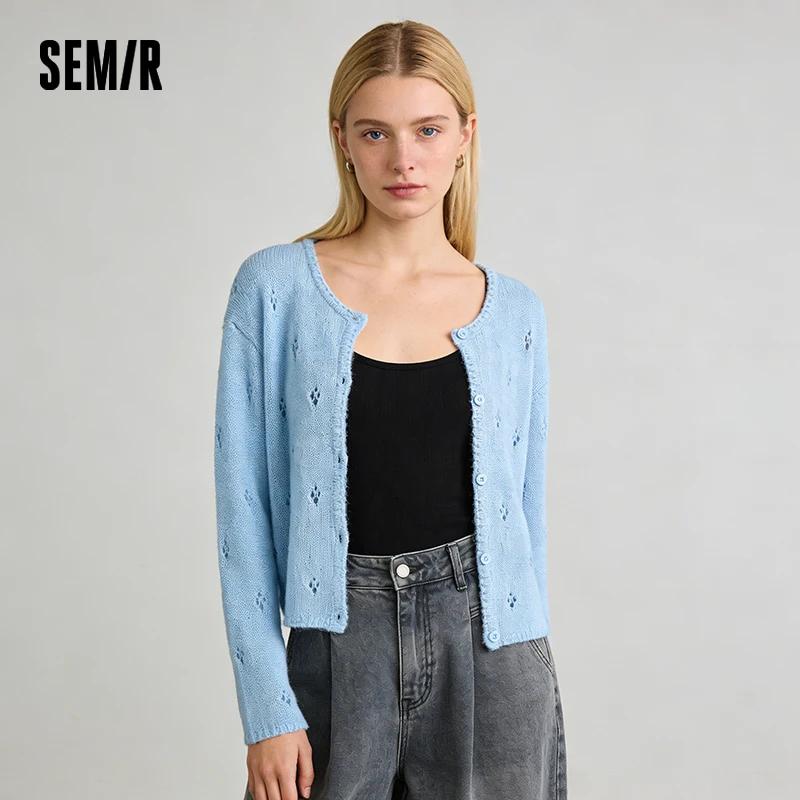 Cardigan rouge pour femme Semir, collection Printemps 2026, col rond ajouré, style décontracté et co