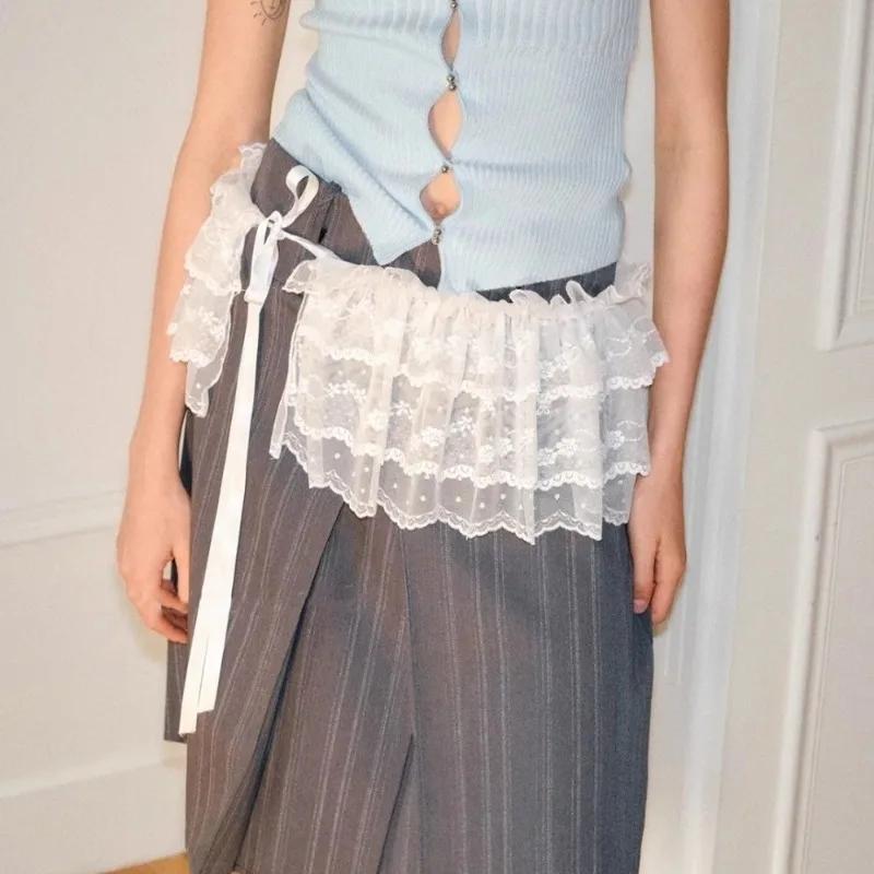 Femmes Y2K coréen dentelle Mini jupe superposée Streetwear à lacets volants Harajuku taille haute pl