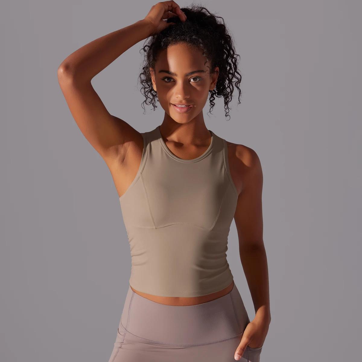 Double face épissage Yoga débardeur stéréoscopique gymnastique formation sous-vêtements de sport cou