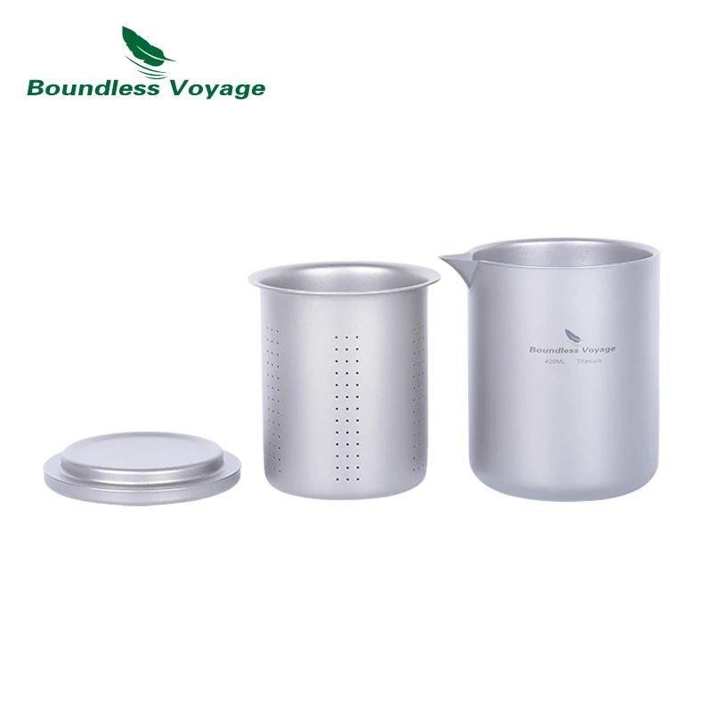Boundless Voyage-Service à thé en titane à double paroi, théière légère avec filtre, camping en plei