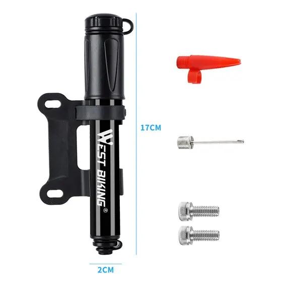 WEST BIKING-Mini pompe à air manuelle en alliage d'aluminium pour vélo, gonfleur d'opathie, assujetS